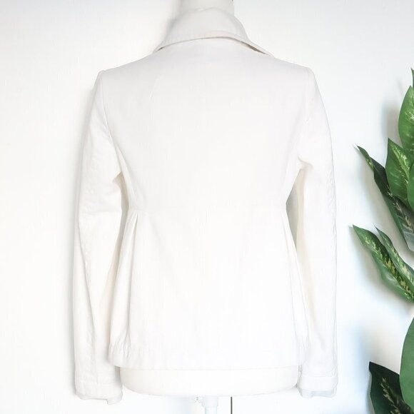 Mango White Cotton Denim Jean Double Breasted Jacket Blazer Short Coat Size 8 - Picture 6 of 9